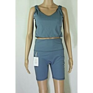 Grind Like A Doll Athletic 2-Piece Set Sports Bra Bike Shorts Blue L  XL Yoga